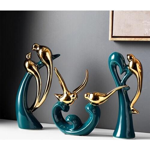 Nordic Love Bird Vase Ceramic Adornments Home Livingroom Desktop Furnishing Crafts Office Study Room Table Figurines Decoration