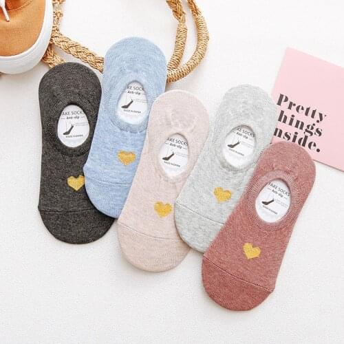 Socks with Hearts Japanese-Style Boat Socks Princess Candy-Colored Socks Hidden Silicone Non-Slip Socks Cute Socks