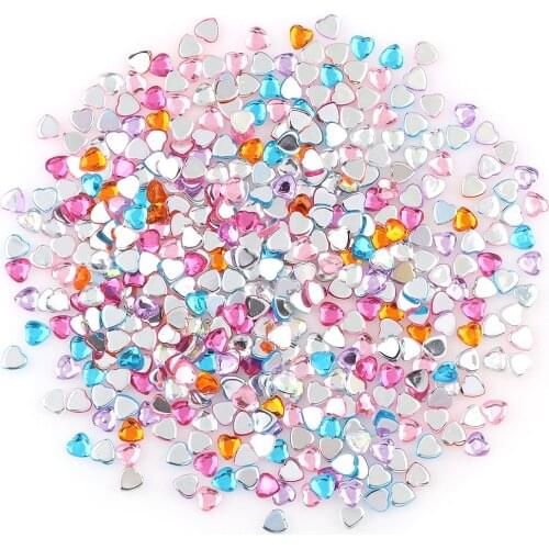 About 300 Pcs 6mm Mix Color Cute Heart Shape Rhinestone Acrylic Flatback Gems Stones Strass DIY Nail Art/Phone Decor Accessories