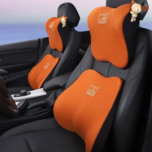 Car Seat Headrest Neck Pillow Guard Lumbar Pillow Auto Breathable Mesh Head Rest Support Protector Cushion For Car Accessories