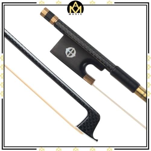 Advanced 4/4 Grid Carbon Fiber Violin Bow W/ Ebony Frog White Horsehair Brass Accessories Durable