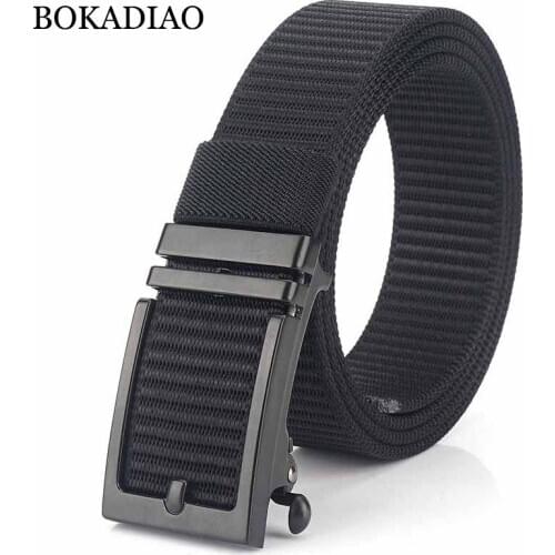 BOKADIAO Men&women Nylon Belt Metal Automatic Buckle canvas belts Outdoor sports Casual jeans waistband Army military male strap