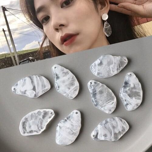 SEA MEW 10 PCS 33mm*20mm Trendy Earrings Accessories Acrylic Resin Pendant Charms For Jewelry Making