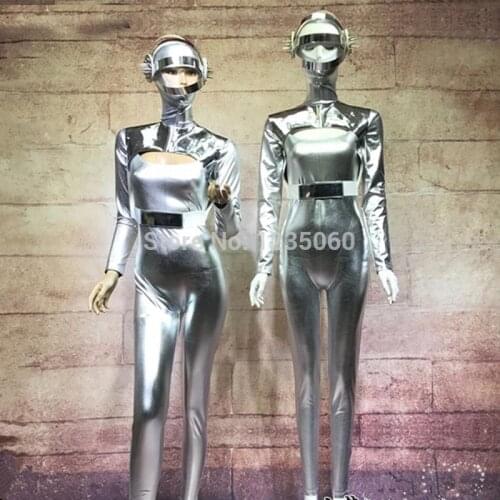 WYY Silver Space robot suit ballroom dance singer stage show wears clothe party club catwalk model performance dresses skirt dj