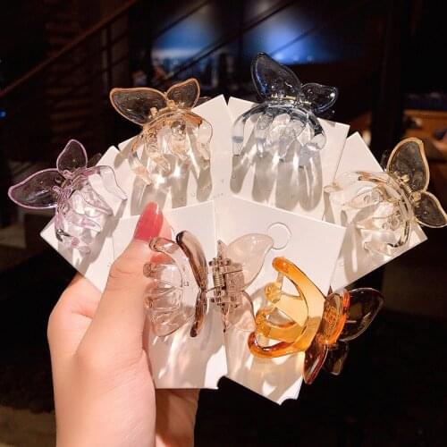 Jelly Color Butterfly Hair Claw Sweet Hairpins Hair Accessories Girls Fashion Plastic Hair Clips Crab Hair Claws Mini Clamps