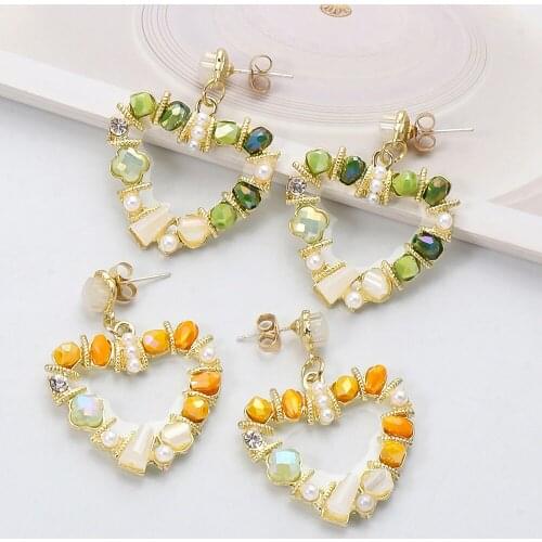 Wholesale New Resin Earrings Za Women Emo Heart Cute Dangle Hanging Earrings Statement Pendientes Fashion Jewelry Fast Shipping