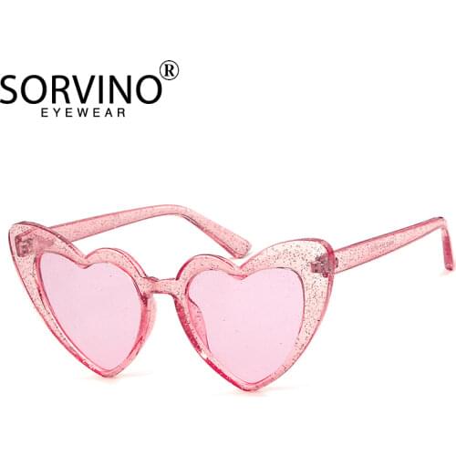 SORVINO GLITTER Heart Shape Cat Eye Sunglasses Women Designer Retro Bling Lolita Cute Lady Cateye Sun Glasses 2020 Shades SP32