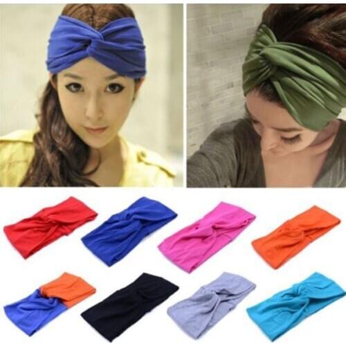 1Pc New Sale Headband Head Wrap Tie Knot Head band Knitted Cotton Elastic Girls Hair Band Younger Turban Headband bandeau bebe
