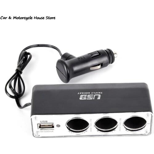 1Pc New High Quality 3-in-1 Car Cigarette Lighter Socket With USB Port