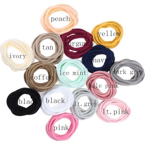 10pcs/Lot DIY kinds Seamless Elastic Headwear Children Spandex Soft Nylon Girls Boys Headband Skinny Stretchy Women Hair Elastic