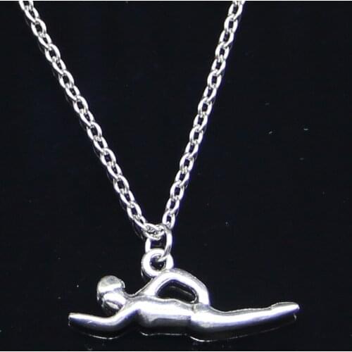 20pcs New Fashion Necklace 29x11mm swimming swimmer sporter Pendants Short Long Women Men Colar Gift Jewelry Choker