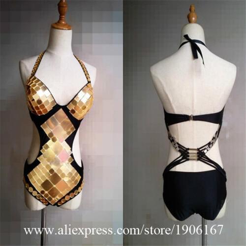 2018 fashion female singer stage show jumpsuits costume slim sexy dj ds clothing mirror sequins bodysuit dance wear