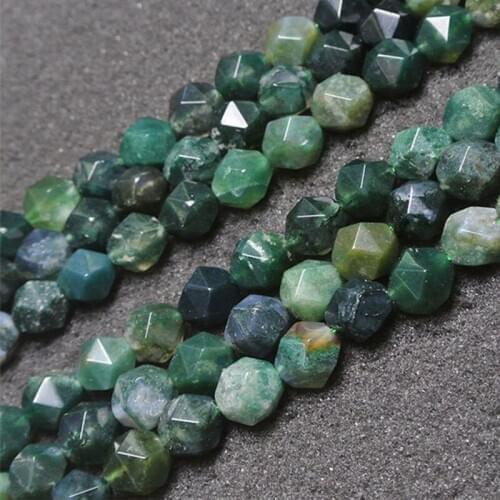 6-12mm Round Faceted Matte Frost Green Tree Moss Agates Beads For Jewelry Making Beads 15'' Needlework DIY Beads Trinket Gift