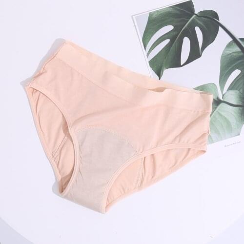 Apricot Bamboo Leak Proof Menstrual Panties Women Heavy Absorbency Four-layer Leakproof Women Period Underwear Menstrual Panties