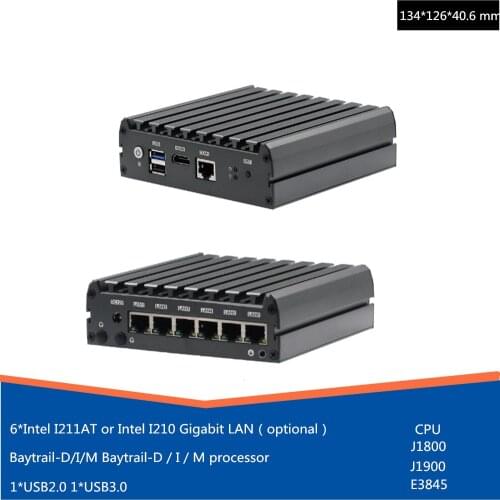 Fanless Industrial Mini PC J1900 E3845 Processor 6 Lan Port Fanless Industrial Computer