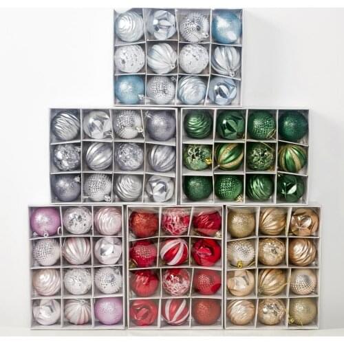 12Pcs Shiny 5.5cm Christmas Ball Glitter Christmas Tree Ornaments Hanging Ball Xmas Ornament Decoration Hanging Home Decor