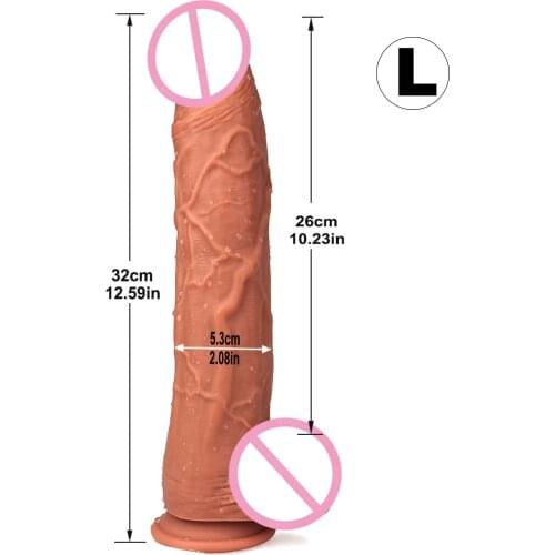 12 Inch Long Erotic Big Dildo Soft Double-layer Silicone Dildo Realistic Penis Suction Cup Dick for Anal Adult Sex Toy for Woman