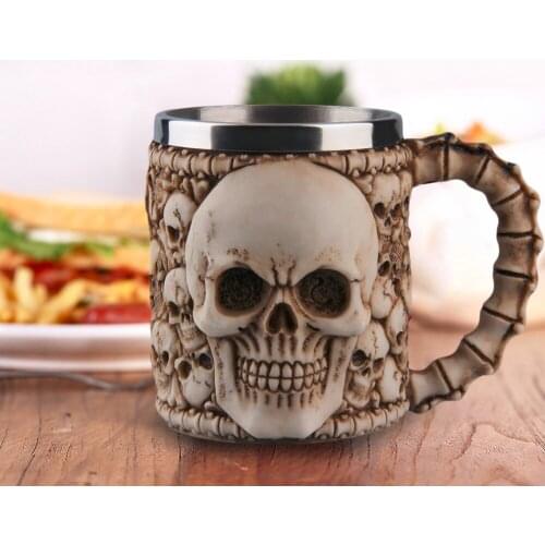 Creativity Gothic Skull Decorative Multi Skull Tankard Mug Drinking Cup Gifts Coffee Mug Wine Beer Tea Mug Halloween Gift