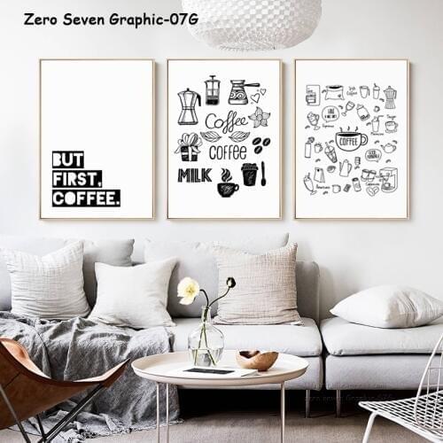 Black And White But First Coffee Phrase Canvas Painting Poster And Print Living Room Office Wall Art Picture Home Decor
