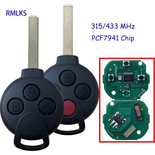 For Mercedes Benz Smart Fortwo 451 MB City Roadster 450 Forfour Roadster Remote Car Key 315/433Mhz 7941 ID46 Chip Keyless Entry