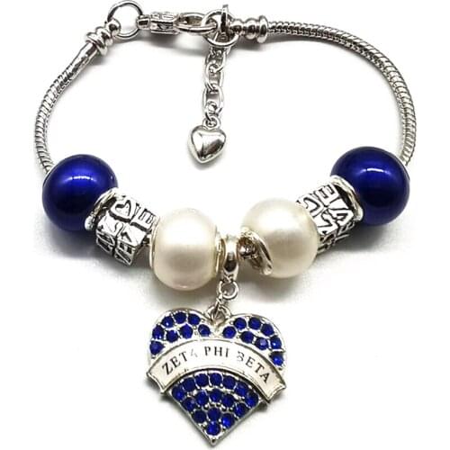 Dropshipper Heart ZETA PHI BETA Sorority Bracelet Charm Snake Chain Bracelets ZOB Bangle For Man Woman Jewelry