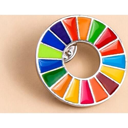 Enamal 17 Colors Sustainable Development Goals Brooch United Nations SDGs Pin Badge Fashion Rainbow Pins For Women Men