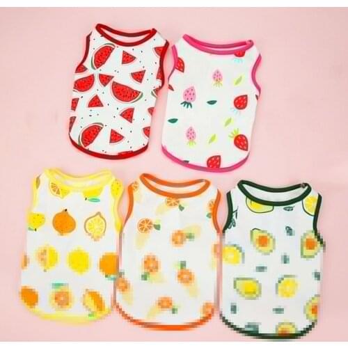Summer Pet Tshirt Fruit Printed Cat Vest Sleeveless Shirt Small Dog Cat Clothes Puppy Accessory Cat Shirt Apparel Kitty Supplies