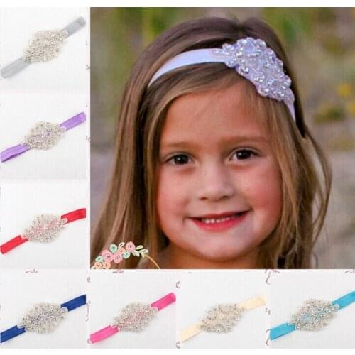 Hot sale Children kids Rhinestone Headband Beautiful Girls Elastic Hair Accessories