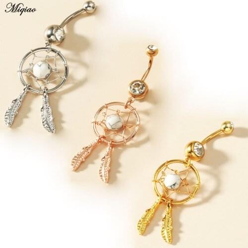 Miqiao 1pcs Hot Sale Sweet Stainless Steel Belly Button Ring Long Body Piercing Jewelry