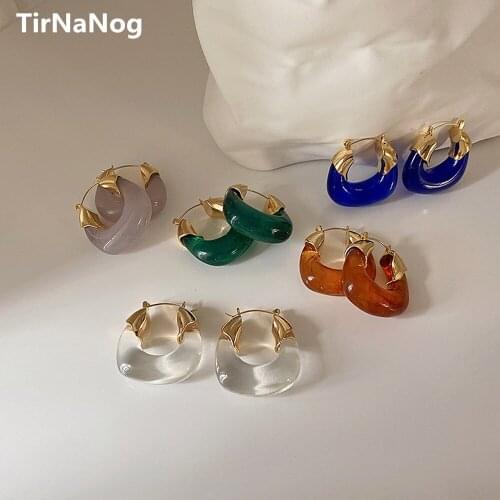 Fashion Exaggerated TransParent Resin Geometric Punk Multicolor Earrings U Stud earrings Present For His Girlfriend