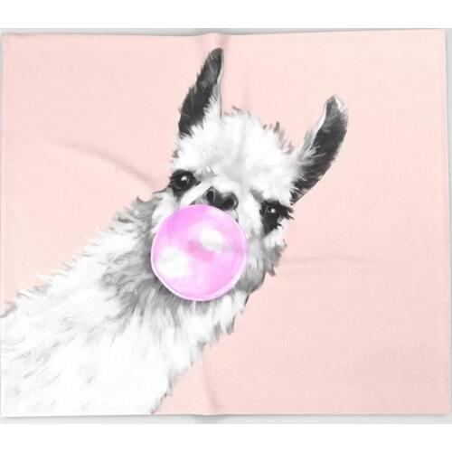 Alpaca Cartoon Throw Blanket Cute Kids Design White Sneaky Llama in Pink Blankets for Beds Christmas Decorations for Home
