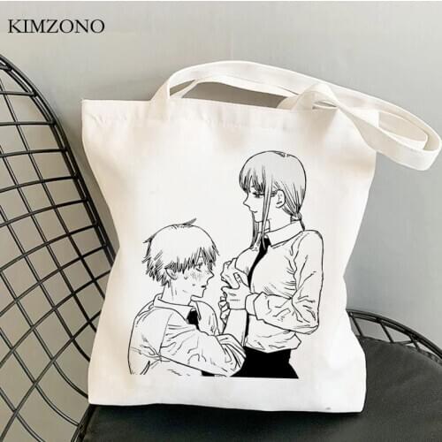 Chainsaw Man shopping bag canvas bolsa tote recycle bag shopping eco bag sacola sac cabas jute cloth sacolas