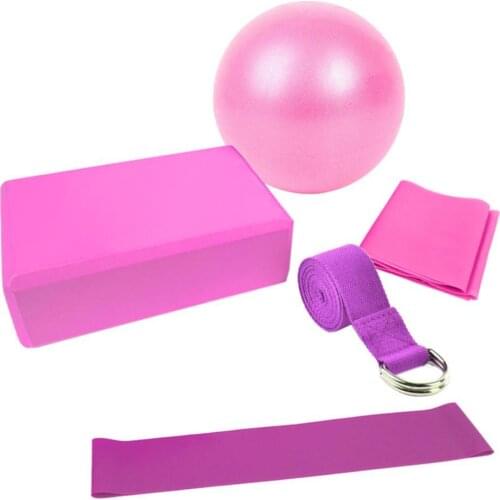5pcs Yoga Equipment Set Yoga Ball Yoga Block Stretch Band Resistance Band Starter Kit Stretching Aid Gym Pilates Fitness