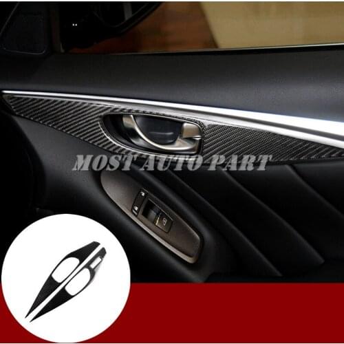 Carbon Fiber Car Door Panel Handle Trim Cover For Infiniti Q60 Coupe 2013-2019 Car accesories interior Car Trim