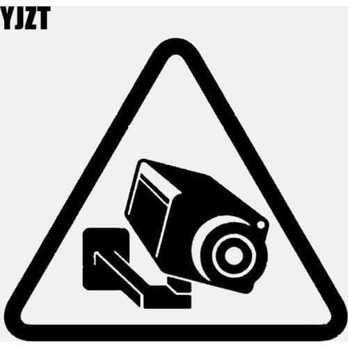 YJZT 14.2CM*12.5CM Camera Cctv Video Surveillance Sign Vinyl Black/Silver Car Sticker C22-0885