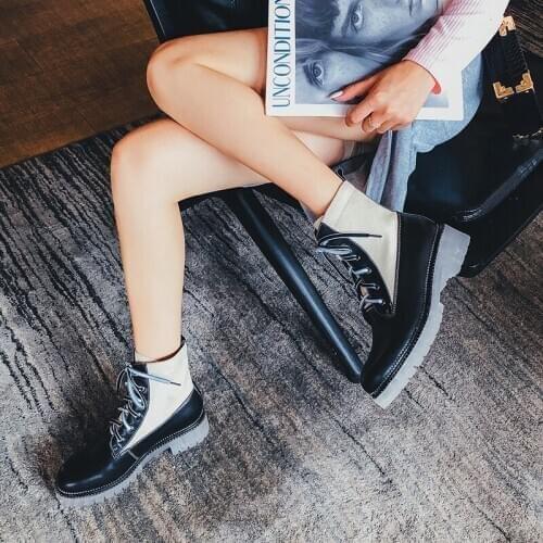 2020 new autumn fashion Martin boots female wild handsome motorcycle boots color matching thin and thin boots tide shoes X149