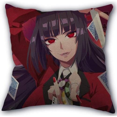 New Kakegurui Anime Pillowcase Cotton Linen Fabric Square Zipper Pillowcase 45X45cm Wedding Decorative Pillow cover