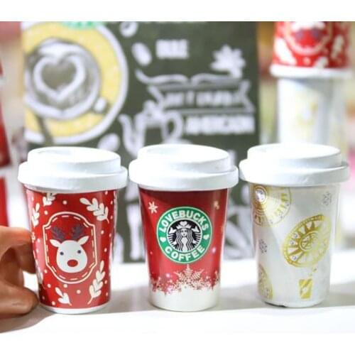New Chirstmas Style 3pcs 1:6 Scale Dollhouse Miniature Coffee Cups Play Doll Food For Barbies Pullip Blyth 1/6 Doll Kitchen Toys