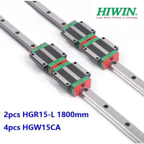 2pcs origial Hiwin rail HGR15 -L 1800mm + 4pcs HGW15CA / HGW15CC blocks for cnc router