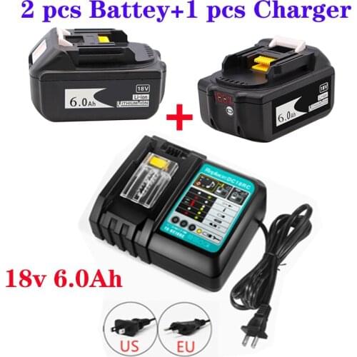 Original BL1860 Rechargeable Battery 18 V 6000mAh Lithium ion for Makita 18v Battery BL1840 BL1850 BL1830 BL1860B+ 3A Charger