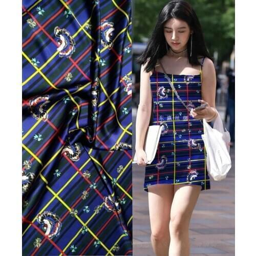 Autumn New Wide 20Momme 95% silk 5% spandex Charmeuse Silk Fabric Satin Women Dress Printed Diy Sewing Free Shipping Sale Hot
