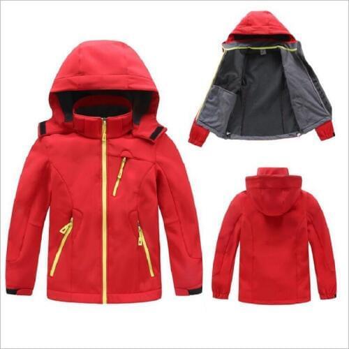 Autumn Boys Girls Jacket Waterproof Outdoor Soft shell Camping Warm Thicken Jacket For Kids Fleece Sport Windproof Hiking Coat