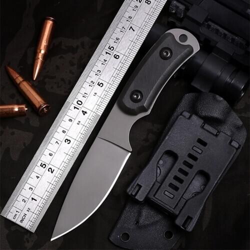 Free shipping The sharp Outdoor defense 58HRC height hardness steel hunting knife The blade plating titanium wood handle