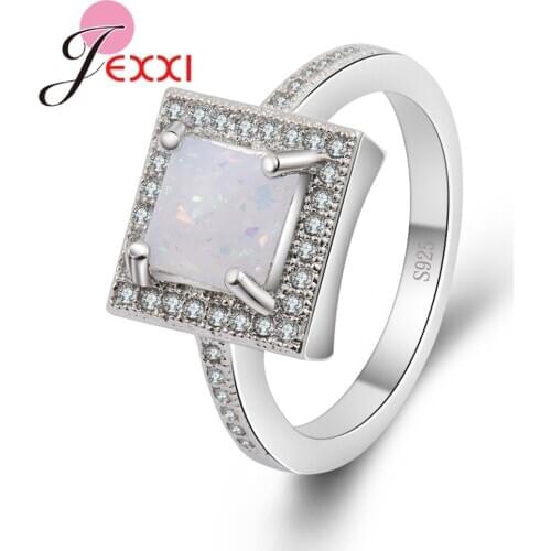 Full Size Round Rhinestone With Top Quality Opal Stone Wedding Rings Fashion Jewelry For Women Femme Ring Vintage Jewelry