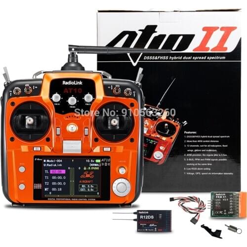 Original RadioLink AT10II AT10 II 2.4Ghz 12CH Remote control Remote Transmitter with R12DS Receiver RC Done Quadcopter