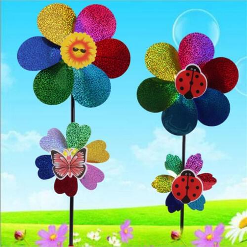 Colorful Rainbow Dazy Flower Spinner Wind Windmill Home Garden Yard Outdoor Decor Toys Kid Children Gift