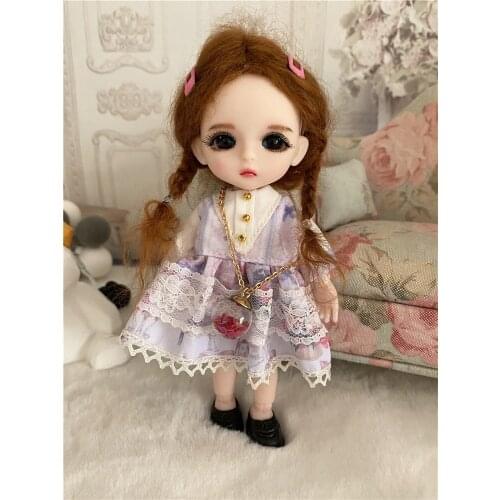 16cm Wig BJD Doll Movable Joints Cute Face DIY Bjd Dolls with Big Eyes Bjd Toys Gifts for Girl Handmand Toy