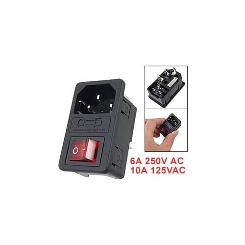 SODIAL(R) Inlet Male Power Socket with Fuse Switch 10A 250V 3 Pin IEC320 C14