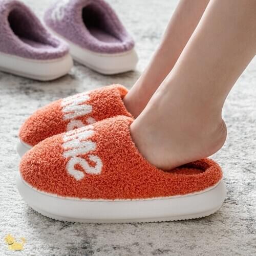 Women Fluffy Slippers Fur Slides Winter Warm Shoes Cute Slip On High Heel Home Indoor Bedroom Ladies Creepers Girls Zapatillas