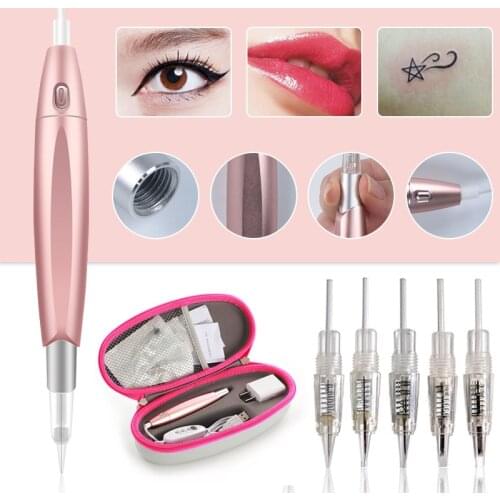 Dermografo Permanent Makeup Tattoo Machine Kits Microblading Tattoo Eyebrow Pen Rose Gold Charme Princess Tattoo Gun For Eyebrow